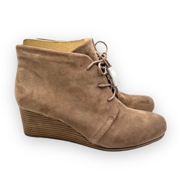 Dr Scholls Womens Size 10 Brown Microsuede Tasseled Wedge Ankle Boots Booties - Picture 1 of 15